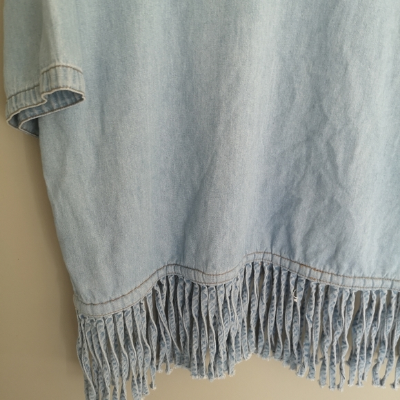 Vintage denim Boho bohemian Southwestern Western Fringe Festival Shirt U… - Picture 6 of 12
